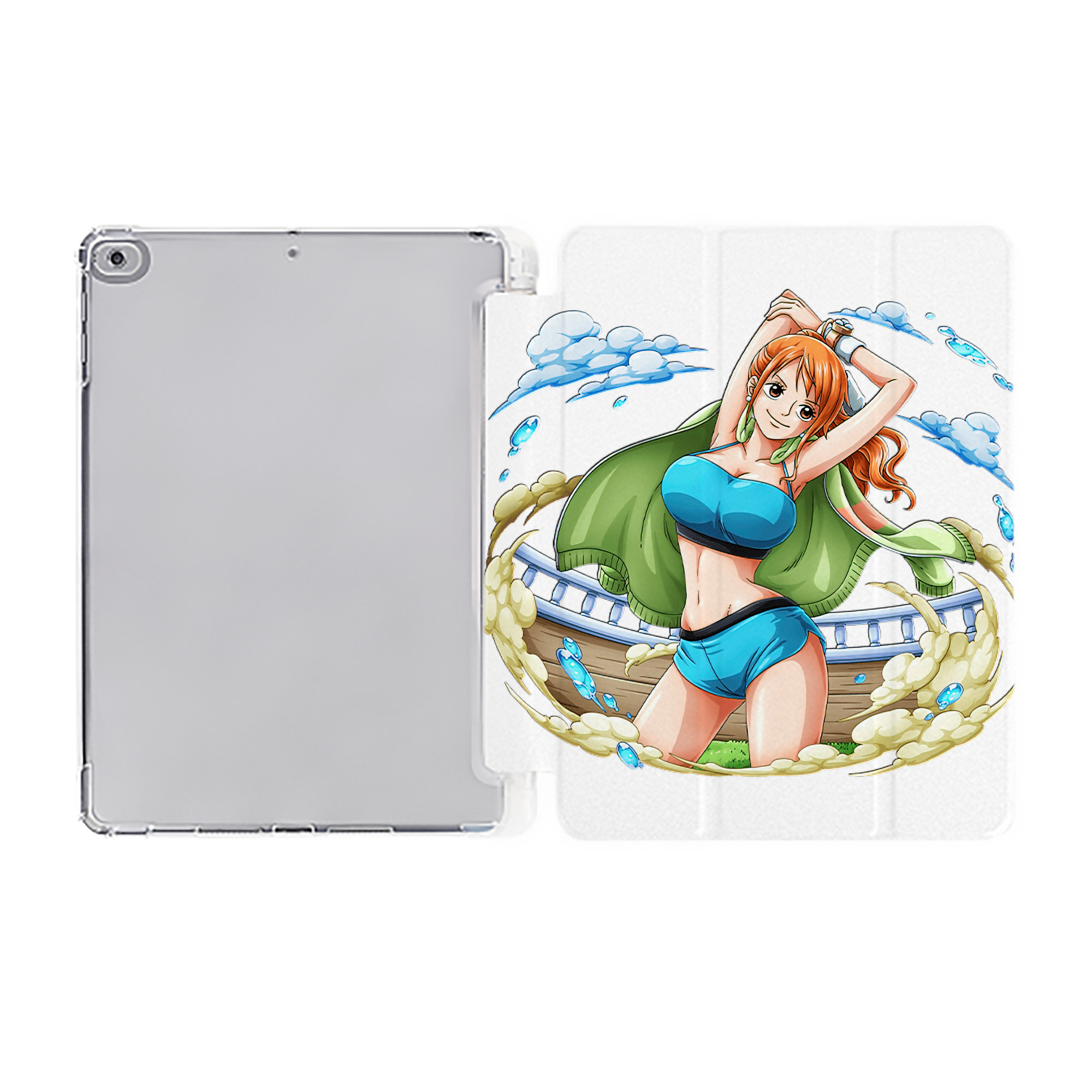 （画像用） ワンピース ナミ ONE PIECE Nami IPad ケース ペン収納付き 三つ折りスタンド PUレザー×シリコン 対応機種9.5/10.5/10.9インチ